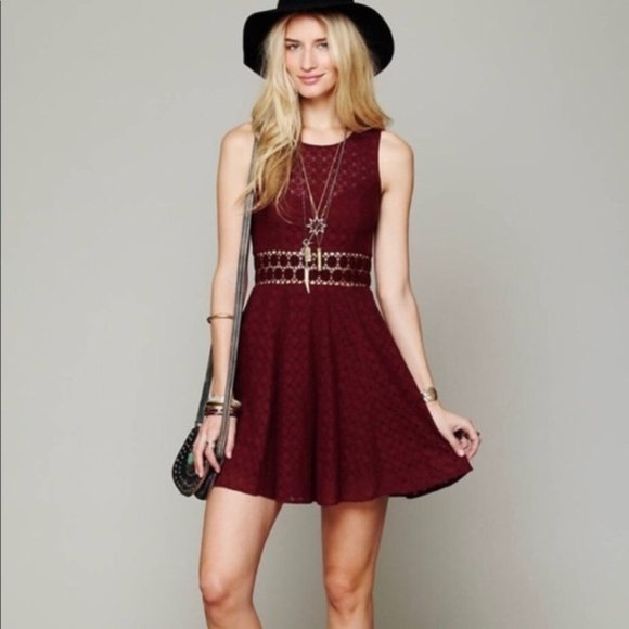 Free People Lace Eyelet Sheer Panel Flowy Dress - Picture 10 of 10